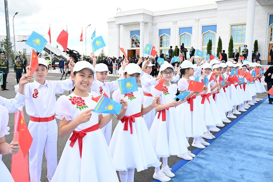 PHOTO shows a grand welcoming ceremony held by Kazakh President Kassym-Jomart Tokayev to welcome Chinese President Xi Jinping at the airport in Astana, Kazakhstan on July 2, 2024. Xinhua